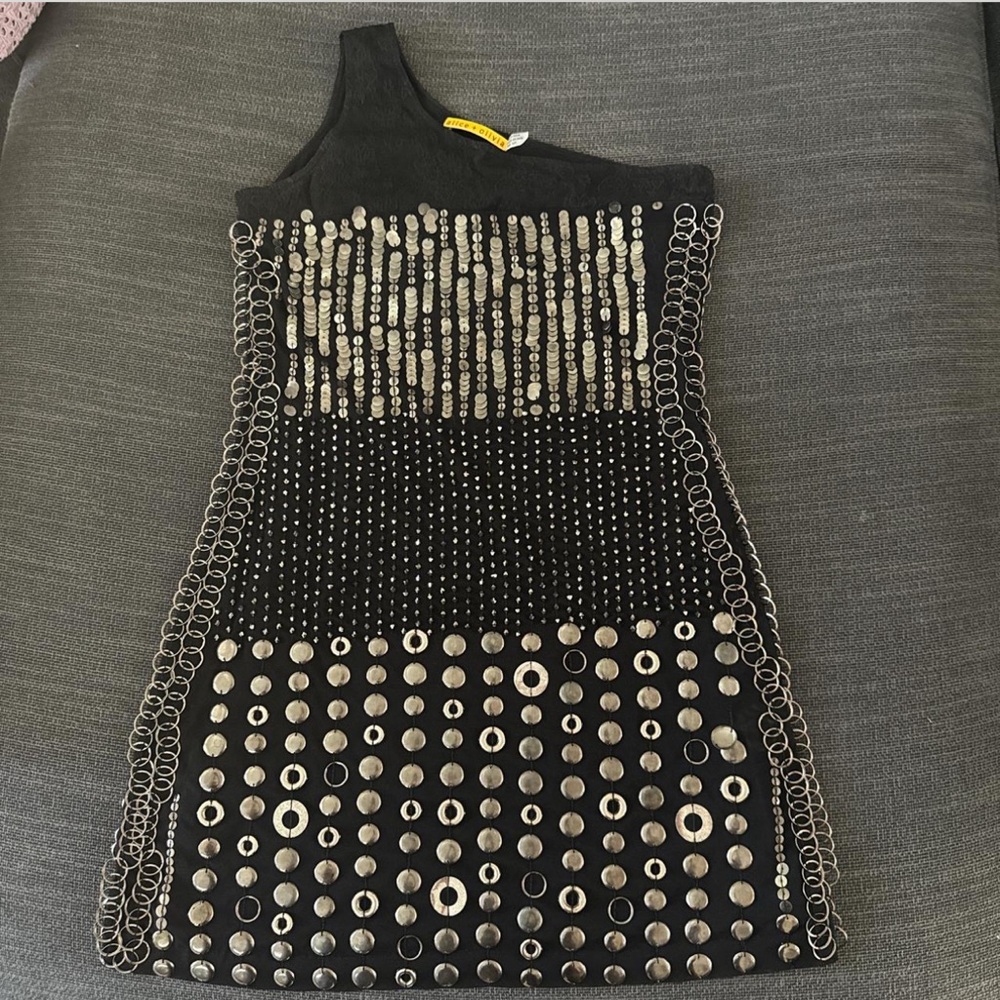 Alice + Olivia Black Dress with Silver Sequins